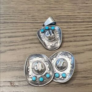 Bobby Platero Cowboy Hat and Earrings Set